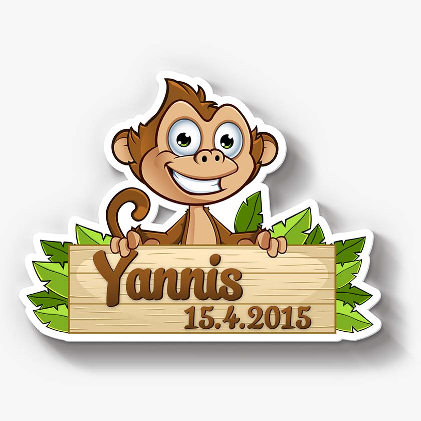 Äffchen mit Schild