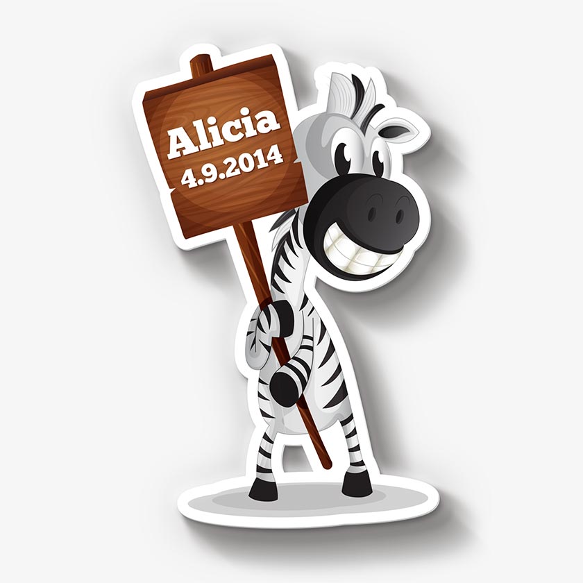Zebra mit Schild