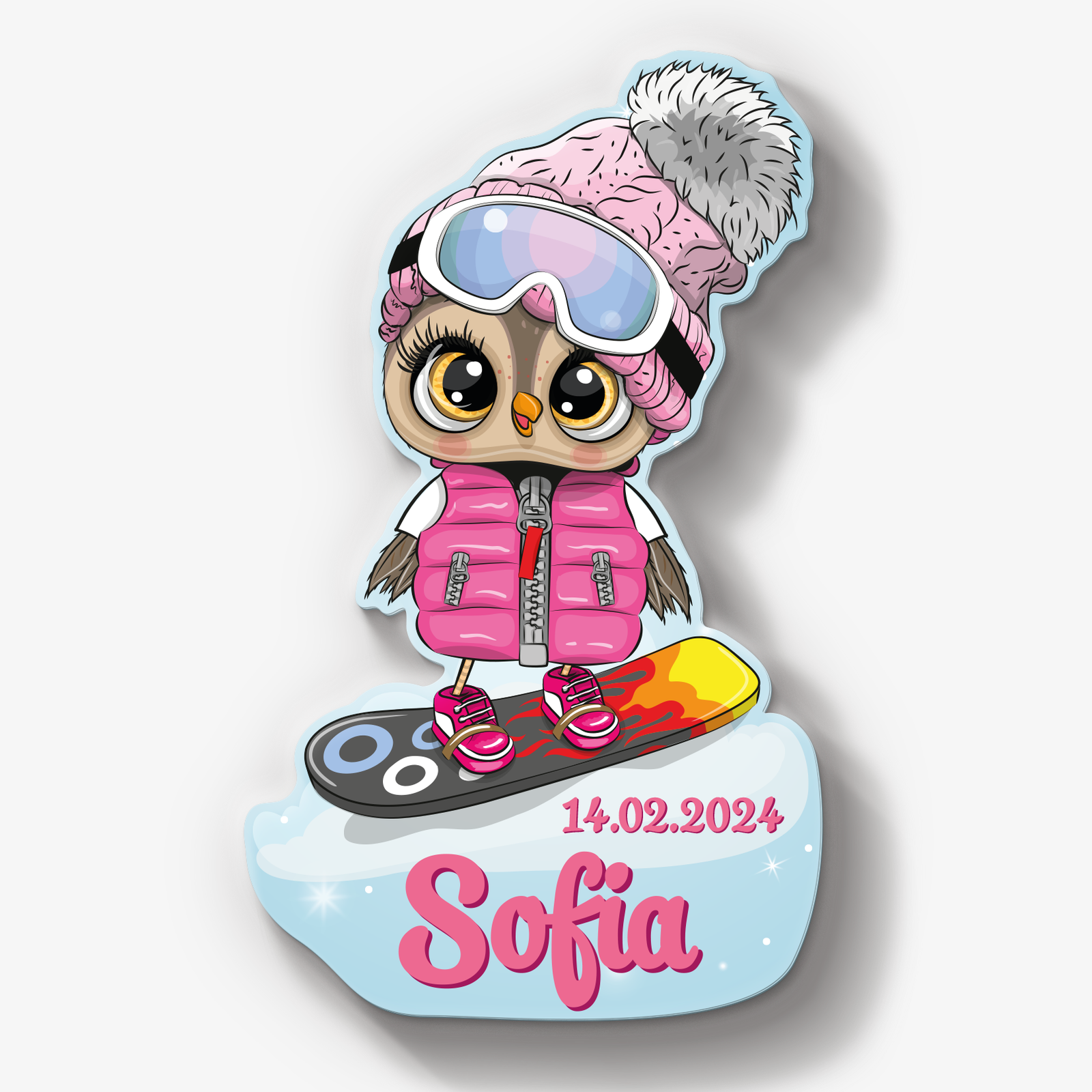 Eule Girl mit Snowboard
